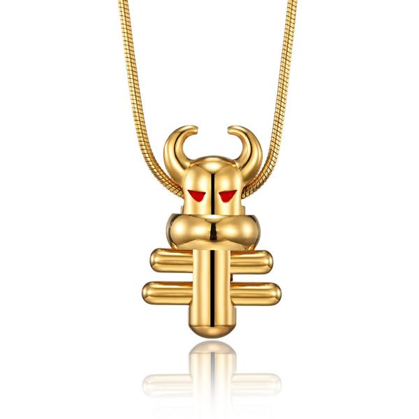 Floral Designs Sheep Shape Cast Pendant Square Pearl Box Chain Necklaces for Men
