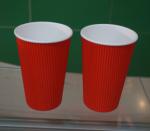 Red PE Coated Paper Ripple Paper Cups Insulated Coffee Cups With Lids 500ml