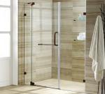 Modern Rectangle Shape Antirust Metal Framed Bathroom Bypass Tempered Glass