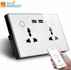 China Tuya Smart Home WiFi Switch Wall Double Socket Current Monitoring USB Charger Socket wholesale