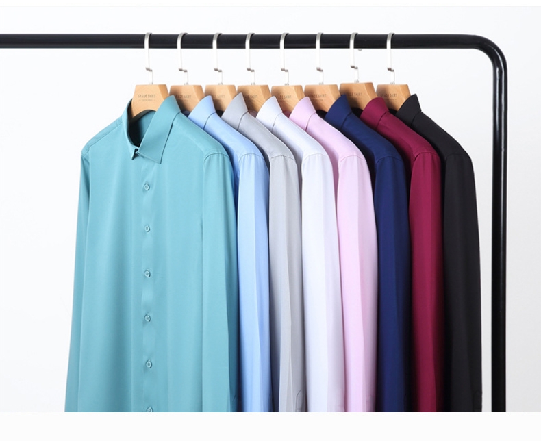 Men's Black Non Iron 100% Cotton Dress Shirt with Neck Liner Protection Stain Sticker