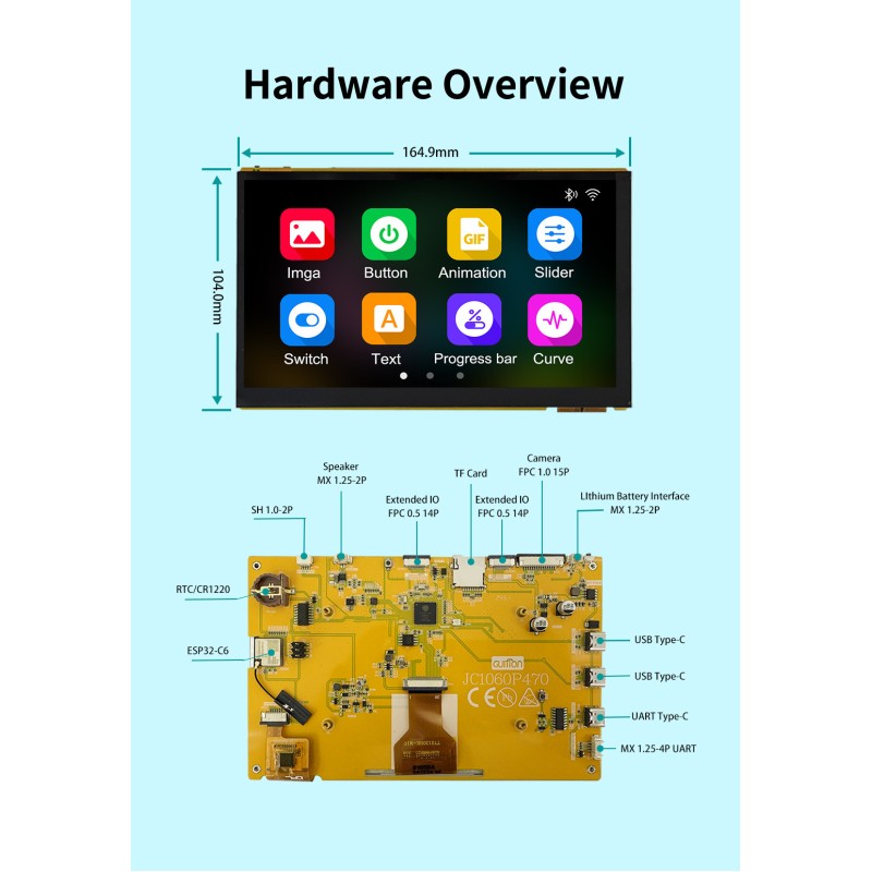 7-Inch ESP32 P4 Development Board With LCD Display And Onboard ESP32-C6 Capacitive Touch