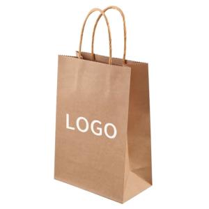 China Custom Printed Logo White Brown Gift Shopping Kraft Paper Bag With Twisted Handle wholesale