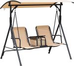 Outdoor Patio Swing Chair with Weather Resistant Steel Frame, Adjustable Canopy,