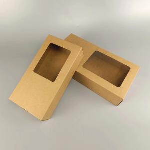 China Custom Plated Logo Folding Packaging Brown Kraft Paper Box With Clear Window wholesale