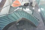 Laminated Tread Glass Building Curved Stairs Steel Wood For Shopping Mall
