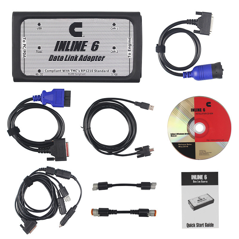 WESPC INLINE 6 Data Link Adapter Heavy Duty Diagnostic Tool Scanner Full 8 cable Truck Diagnostic interface inline6