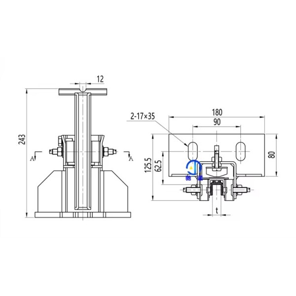 Elevator Sliding Guide Shoe Car Main Guide Shoe Lining Steel Elevator Accessories B22 Guide Shoe 10mm 16mm