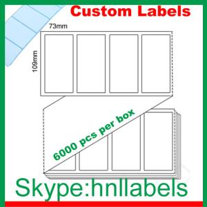 China Thermal Transfer Labels 109X73/1 Plain Trans fanfold Permanent, 6,000 per box wholesale