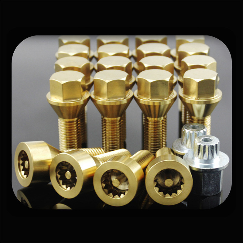 Gold Titanium Wheel Bolts Shank 26mm For BMW F/G Chassis & Mini