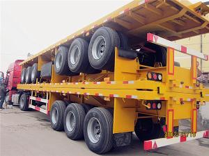 China 20ft 40ft Flat Bed Semi Trailer with 60 Ton Carry Capacity Flatbed Tractor Trailer wholesale