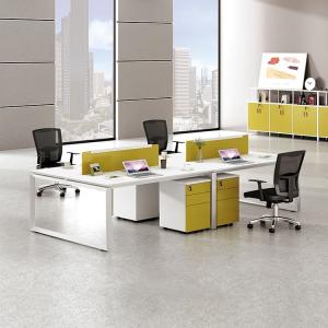 China 4 Staff Computer Workstation Table Cubicle Green With E1 MFC Board wholesale