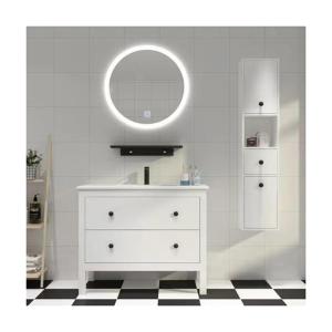 China YALIG Customized Counter Wash Basin Wooden White Cabinet Bathroom Vanity Cabinets with Silver Mirror wholesale