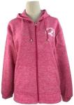 Hooded Zip Up Ladies Fleece Jackets 100% Polyester Strong Wear Resisting