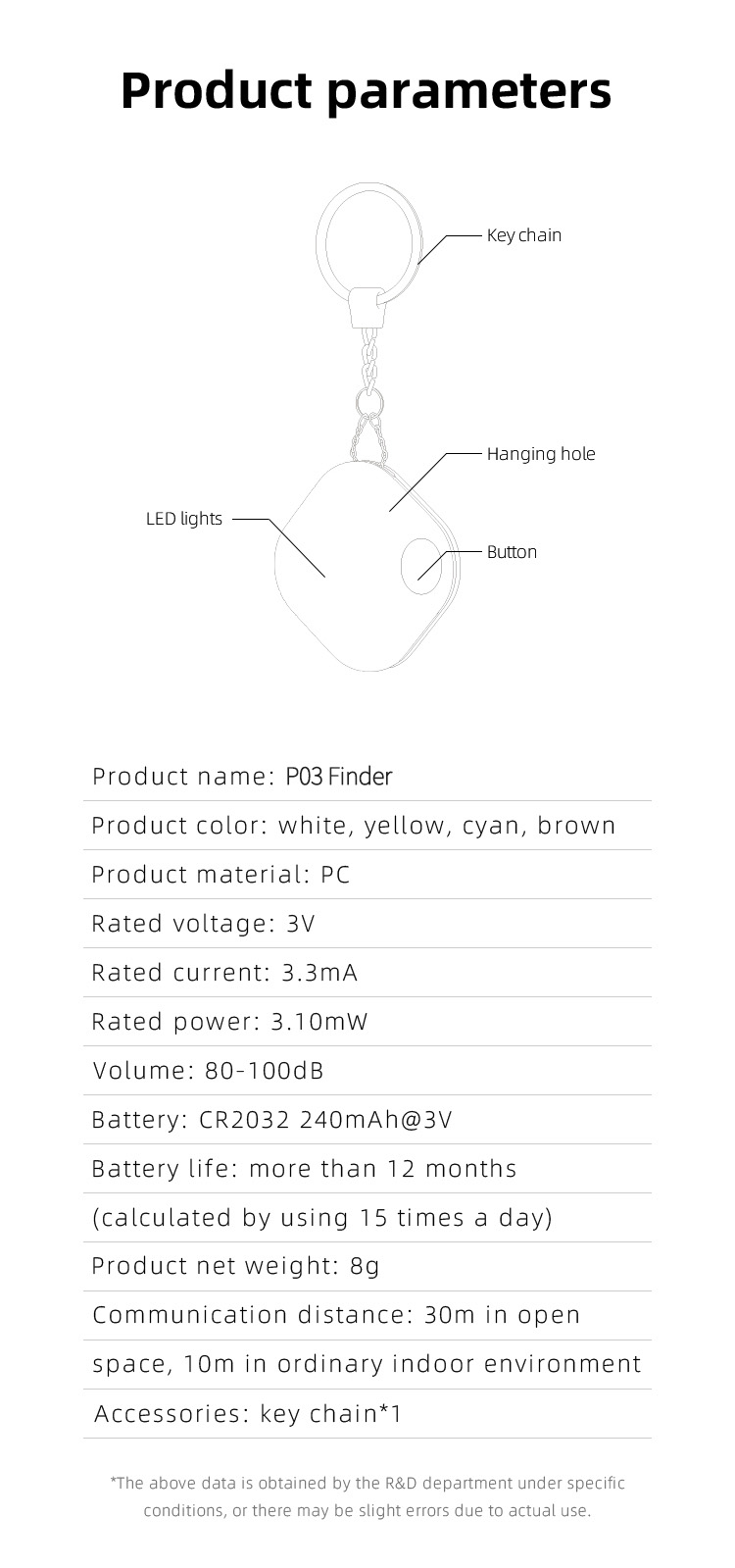 3V Smart Bluetooth GPS Lost Item Tracker For Apple Find My APP ITag Anti Lost Reminder