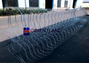 China Long Triple Coil Concertina Wire Fencing , Pyramid Razor Blade Wire Fence wholesale