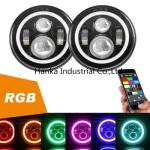 70W RGB Jeep Led Headlights , High / Low Beam 3700lm Led Car Headlights