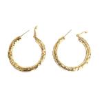 18K Yellow Gold Plated Brass Hoop Earring Texture Surface Brass Circle Earrings
