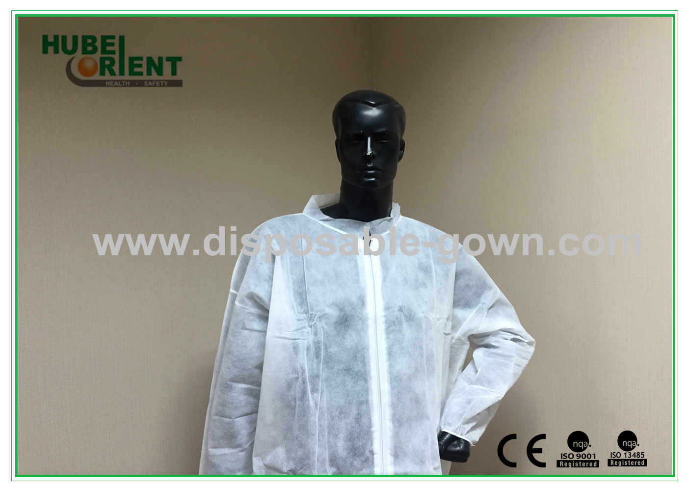 PP Nonwoven Blue/Green Disposable Lab Coat With Zip For Protect Body And Prevent Pollution