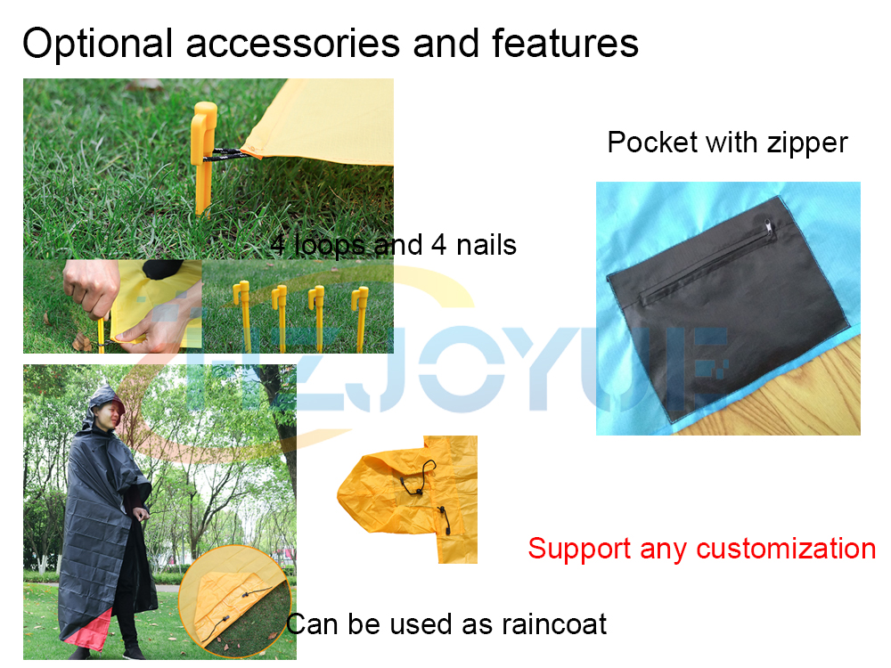 Waterproof for beach picnic Outdoor Activities Pocket Blanket for camping or outdoor sports