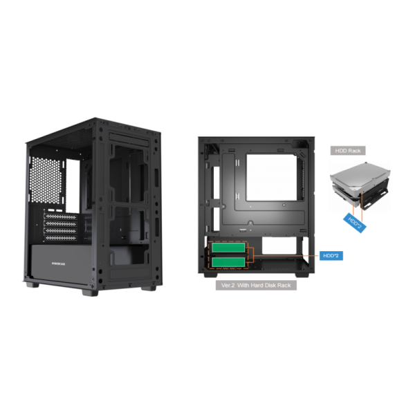 MATX Mid Tower Case, Tempered Glass Side Panel, 240mm AIO & 300mm GPU Support
