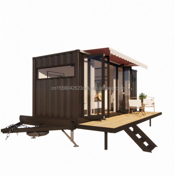 Modern Mini Mobile Tiny Trailer Container House with Steel Frame Galvanized Steel Bending and Sandwich Panel Material Wheels