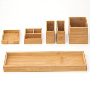 China Efficiently Organize Your Bathroom with 6-Piece Bamboo Vanity Tray Set 38x10.5x10.1cm wholesale