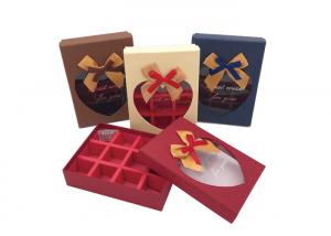 China Fancy Small Chocolate Gift Box With Ribbon Bows And Heart Shaped Window wholesale