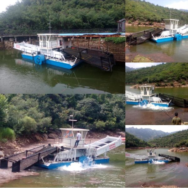 12t Load Capacity 75kw Power 3000m2/h Garbage Loading Aquatic Weed Harvester River Grass Cleaning Barge