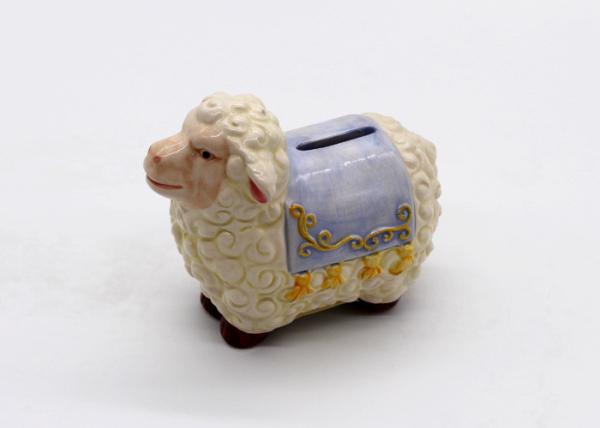 Strong Dolomite Ceramic Sheep Bank , Ceramic Coin Bank Figurine Farmhouse