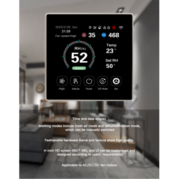 WiFi Smart Fresh Air Dehumidifier Controller With Tuya App RS485 Modbus Integration