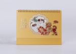 Cute Classic Spiral Desk Calendar Art Paper Material And Gold Hot Foil Stamp