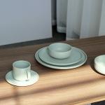 Green Minimalist Colored Porcelain Dinnerware 6pcs Unbreakable Porcelain
