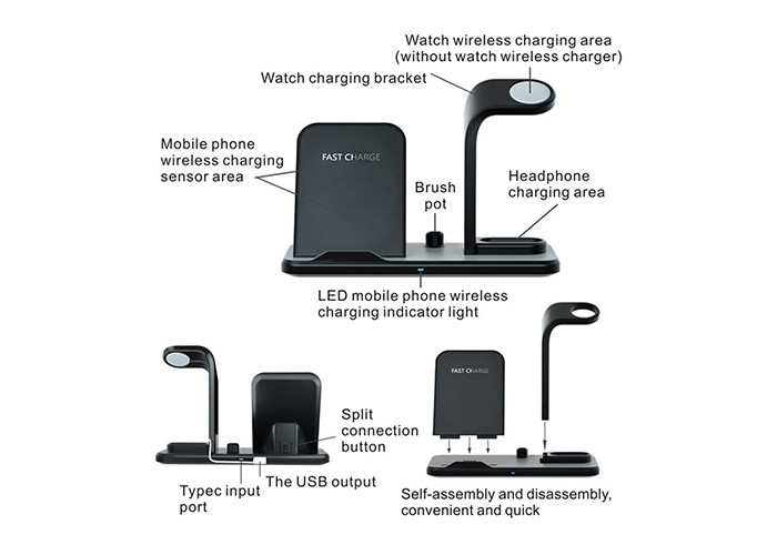 9V 1.67A 3 In 1 IWatch Holder Detachable Phone Stand