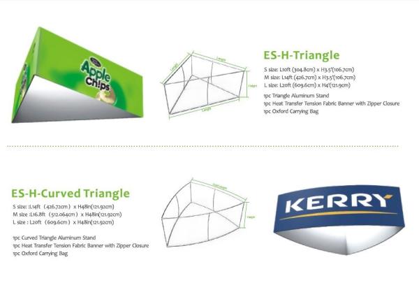 Triangle Stretch Tension Fabric Trade Show Hanging Banners Dye Sublimation
