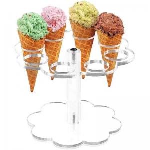 China Acrylic Ice Cream Cone Holder Stand Support Paper Cup Cake Rack 8-Hole Capacity on sale