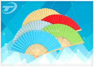 China Plain Color Folding Hand Fans With Natural Bamboo Ribs / Wedding Favour Fans wholesale