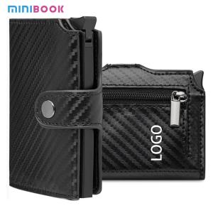 China Convenient Carbon Brazed Three-Fold Automatic Card Holder Genuine Leather Men's Wallet wholesale