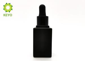 China 20ml Glass Empty Cosmetic Bottles Matte Black Color With Aluminum Droppers wholesale