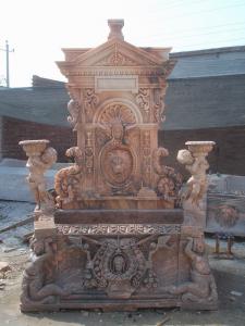 China Pink Marble cherubs Statue Stone wall Fountain Outdoor wholesale