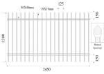 Press Spear Top 19mmx19mm 2 Rails x 40mm H1200mmxW2450mm Hercules Fencing