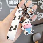 Silicone Cartoon Cow Keychain for Ladies Backpack and Car Pendant