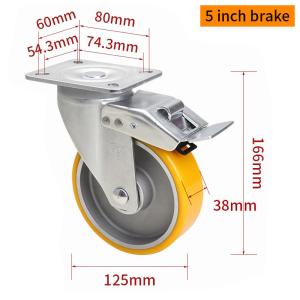 China EDL‌ Medium Duty 5inch Aluminum Caster Plate by Rigid , Swivel and Brake Type 300kg 665P-86A wholesale