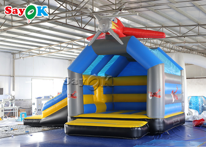Airplane Inflatable Jumping Bouncer Castles With Water Slide