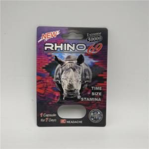 China Plastic Empty Medicine Bottles Male Enhancement Rhino 99 Pills Blister Card With Display Box wholesale