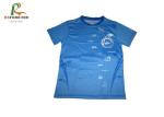 Custom Printed T Shirts Mens 100% Polyester V Neck Blue Dry Fit T Shirt