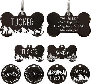China Customized Logo Sublimation Engraved Black Stainless Steel Dog Tags For Pets Rustproof wholesale