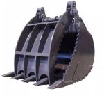 Yellow Hydraulic Excavator Thumb Bucket For Wood Grabbing 3-100 Ton Gripping
