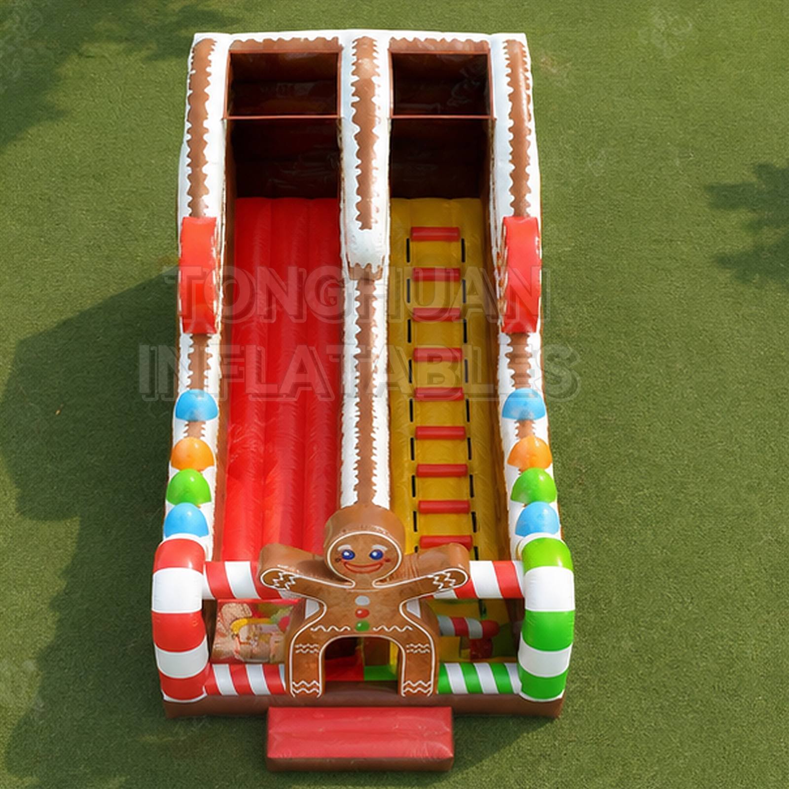 Custom Gingerbread Christmas Inflatable Slide for Commercial Holiday Entertainment