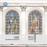 Villa Farmhouse Stained Glass Custom Size Circular Traditional